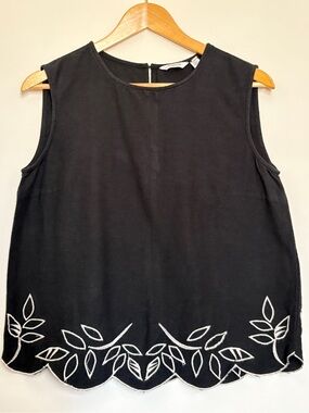 b.young IBONO Black Embroidered Scalloped Hem Top 36 S